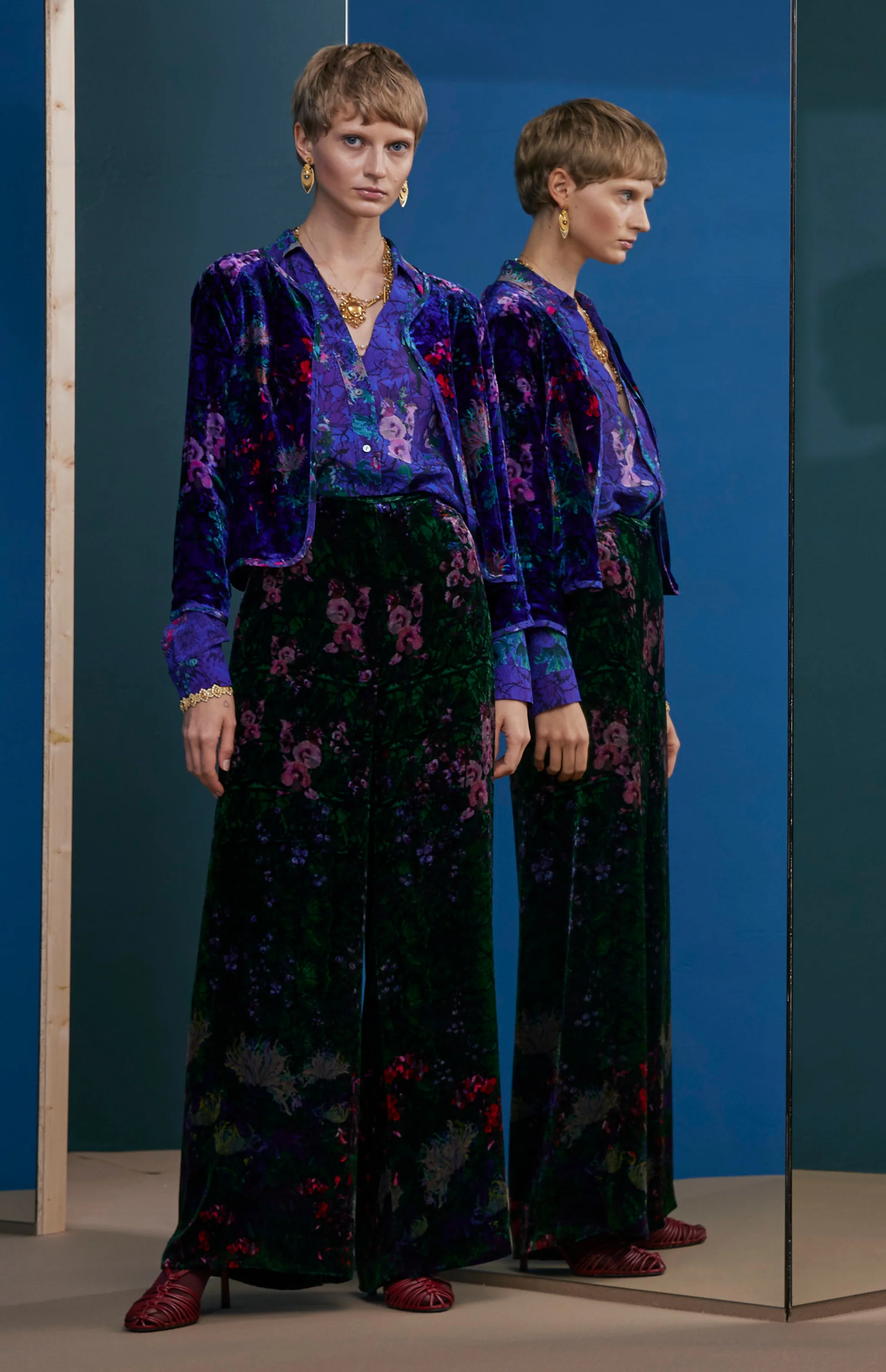 FW25-AM03 Chaqueta terciopelo estampado  " Floral sobre encaje" - Image 3