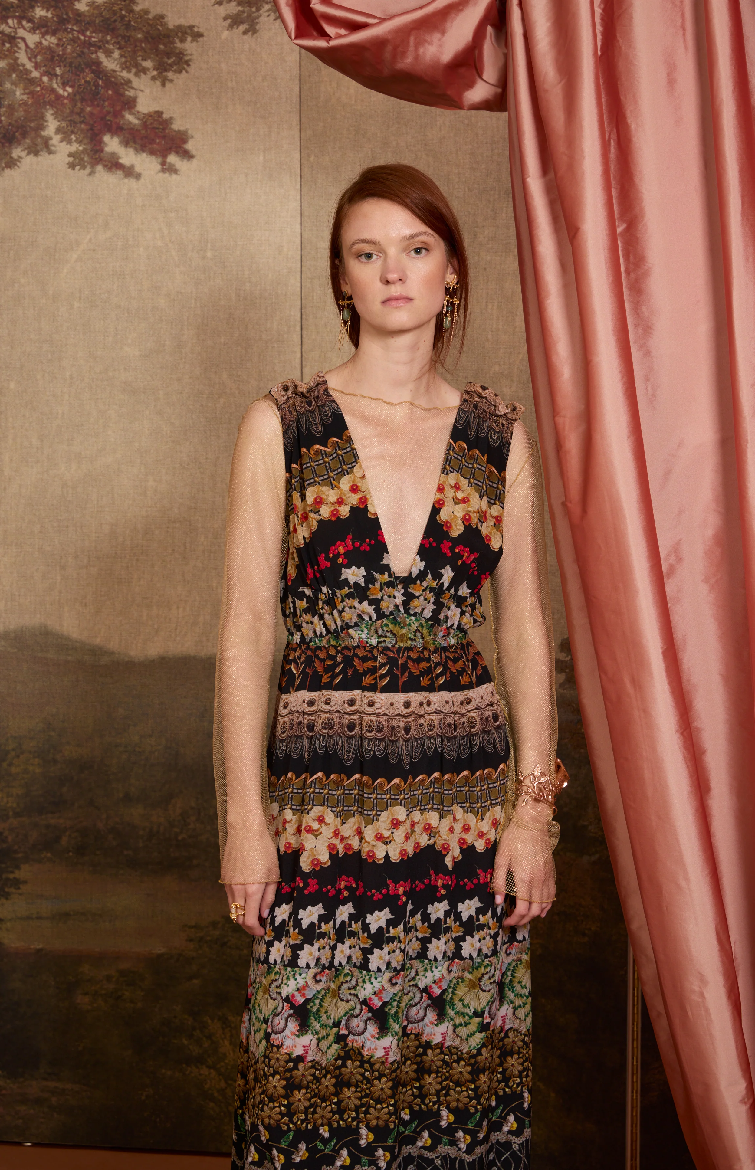 SS26-V014 Vestido romano estampado "Mosaicos Pompeya" - Image 3