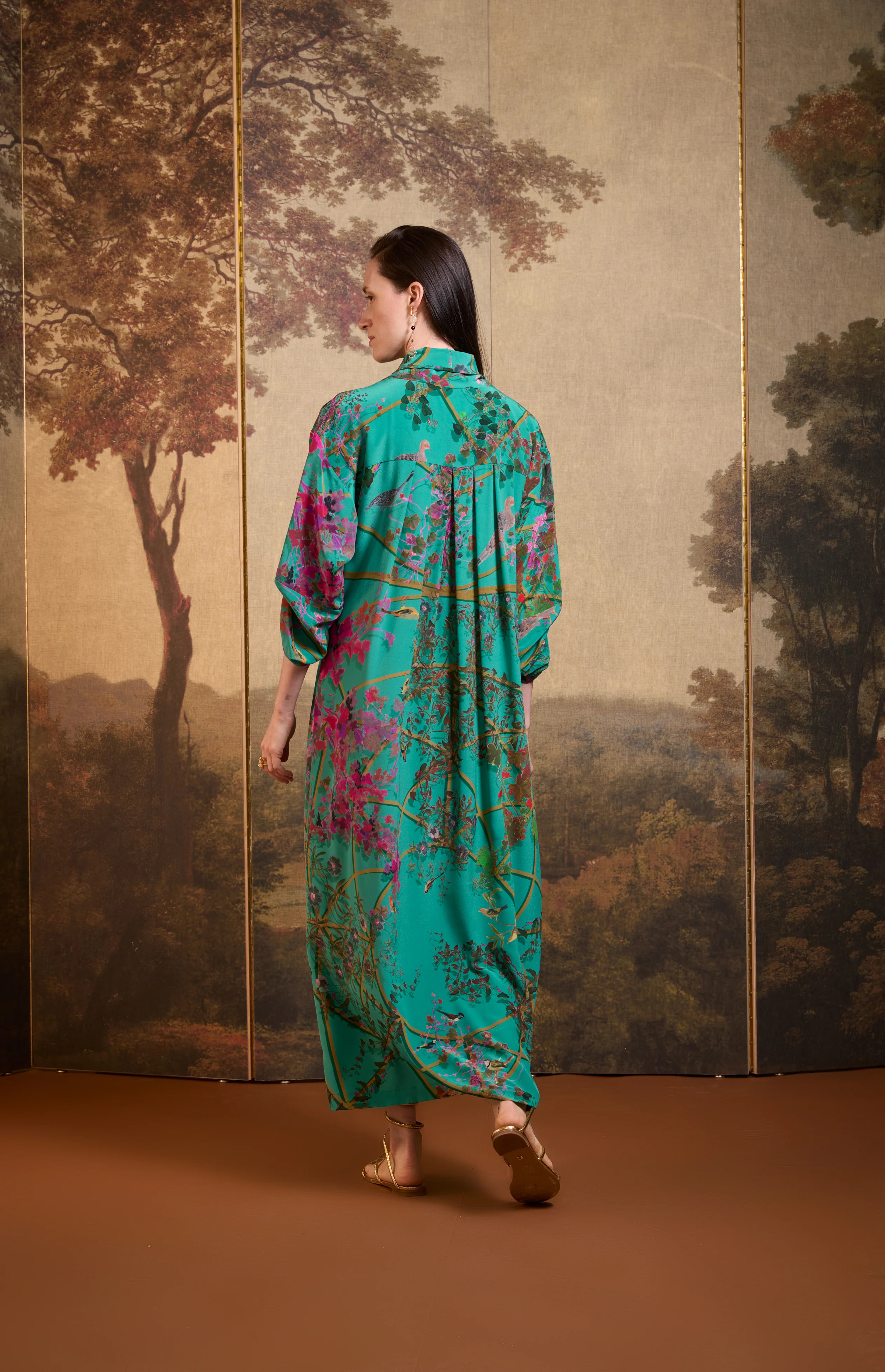 SS26-V021 Vestido kimono estampado "Pérgola y pájaros" - Image 3