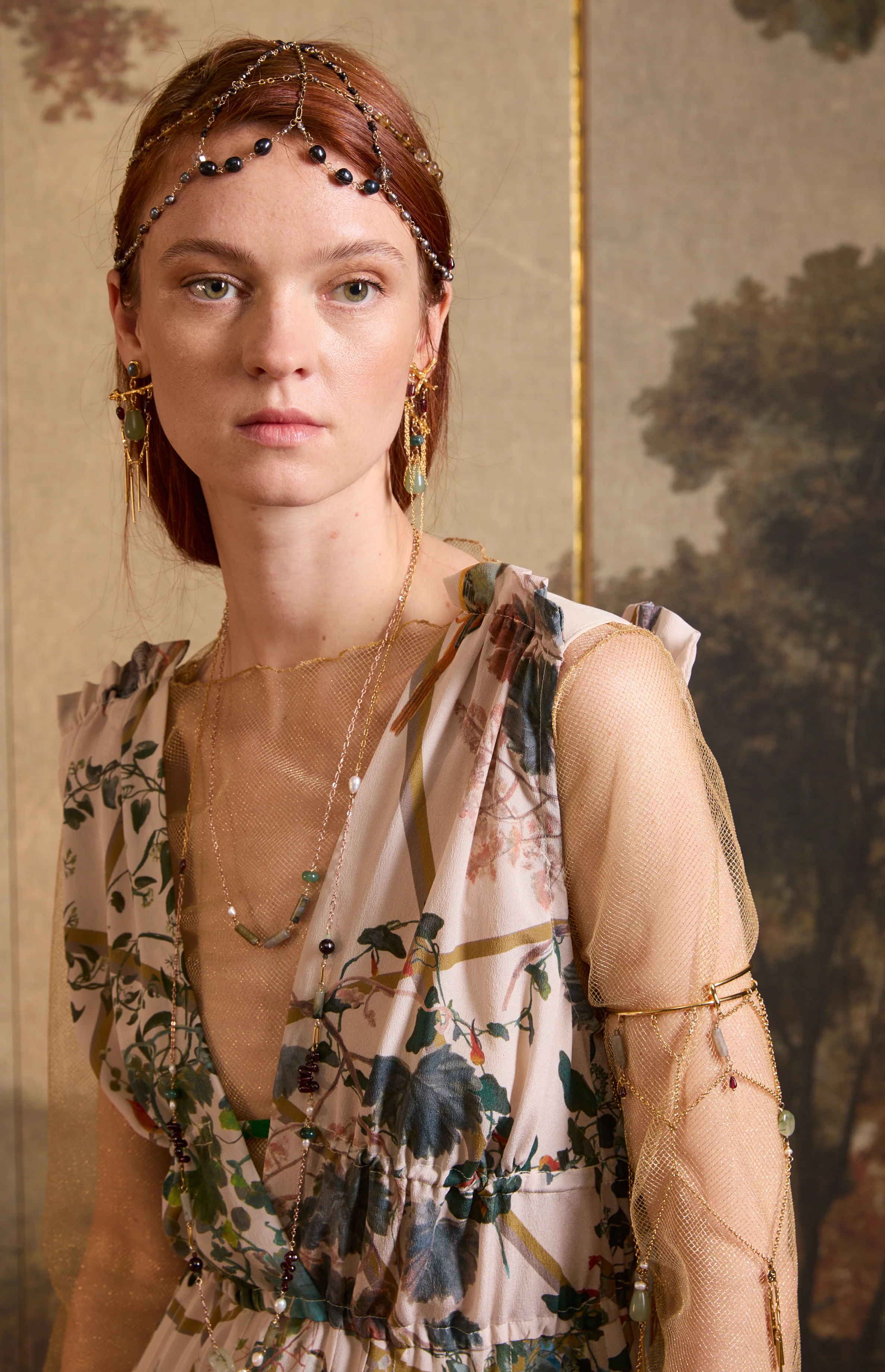 SS26-V024 Vestido romano estampado "Pérgola y pájaros" - Image 4