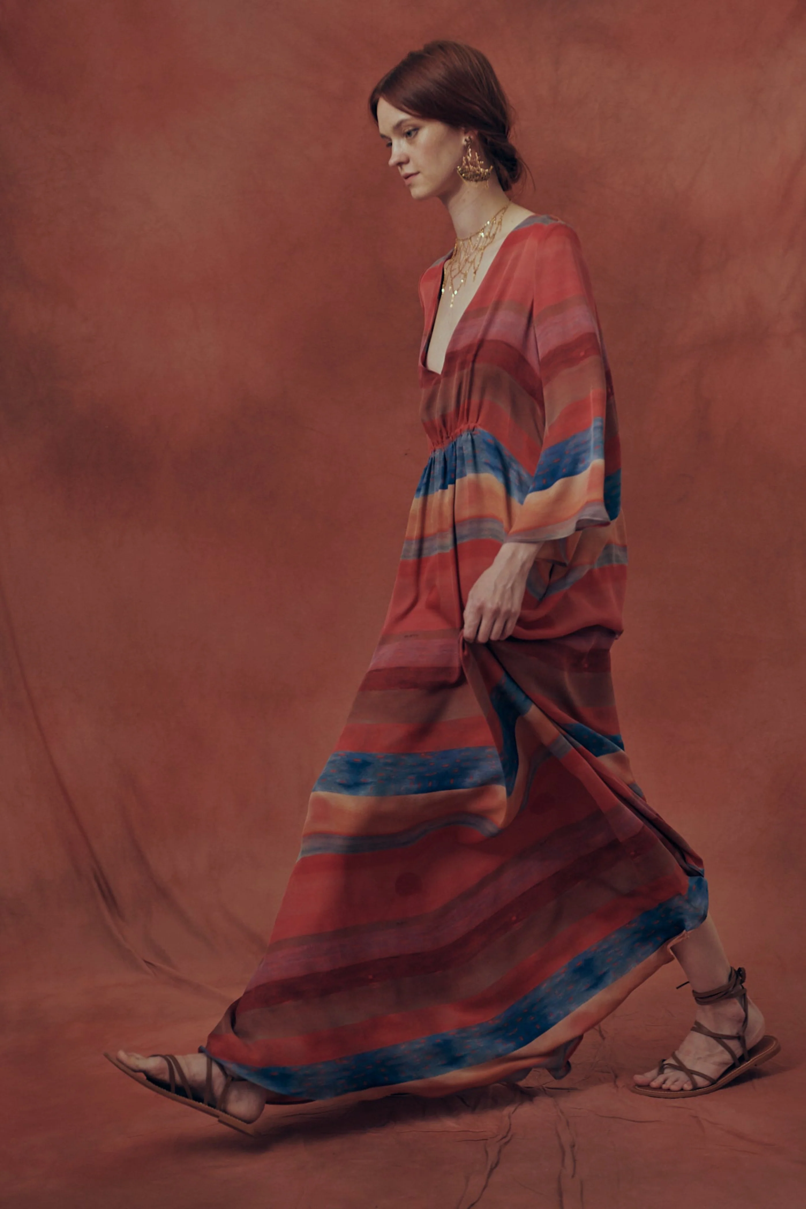 Vestido kaftán estampado "Puesta de sol" - Image 4